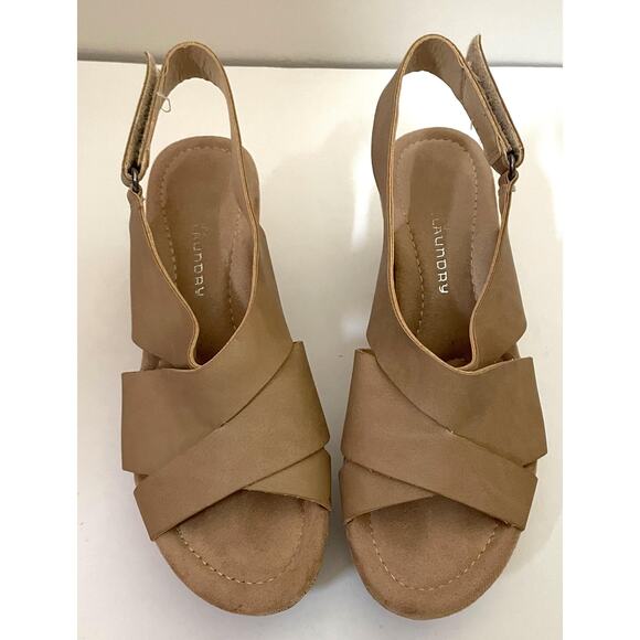 Chinese Laundry 3" Platform Cork Heels Tan Size 7 - Picture 2 of 9